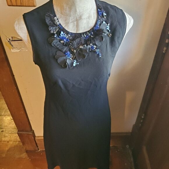 3.1 Phillip Lim black dress blue flowe&sequins neck dress sz 6 - Picture 1 of 5